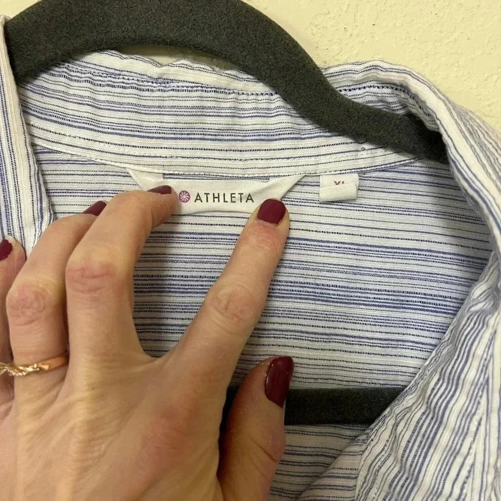 Athleta Button Down Top Lightweight Striped Butto… - image 5